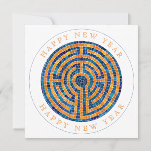LABYRINTH IV Square Flat New Year Card Feiertagskarte