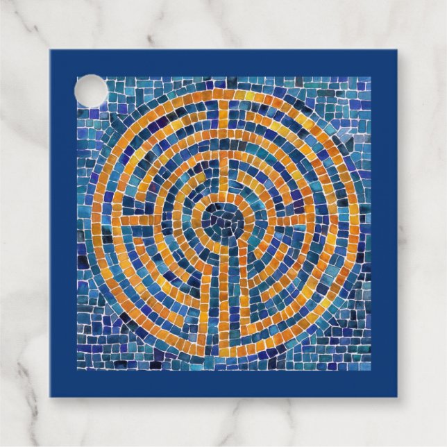 LABYRINTH IV Square Geschenketiketts - Blau Geschenkanhänger (Vorderseite)
