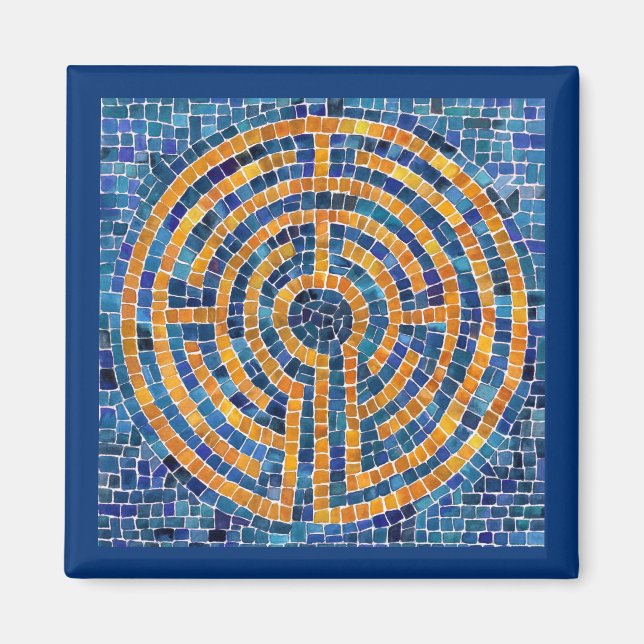 LABYRINTH IV Square Magnet - Blau (Vorne)