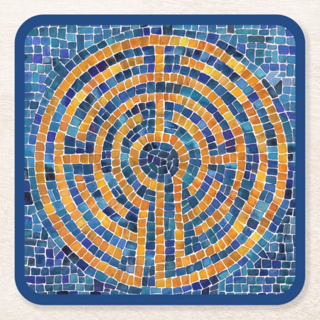 LABYRINTH IV Square Paper Untersetzer - Blue (Vorderseite)