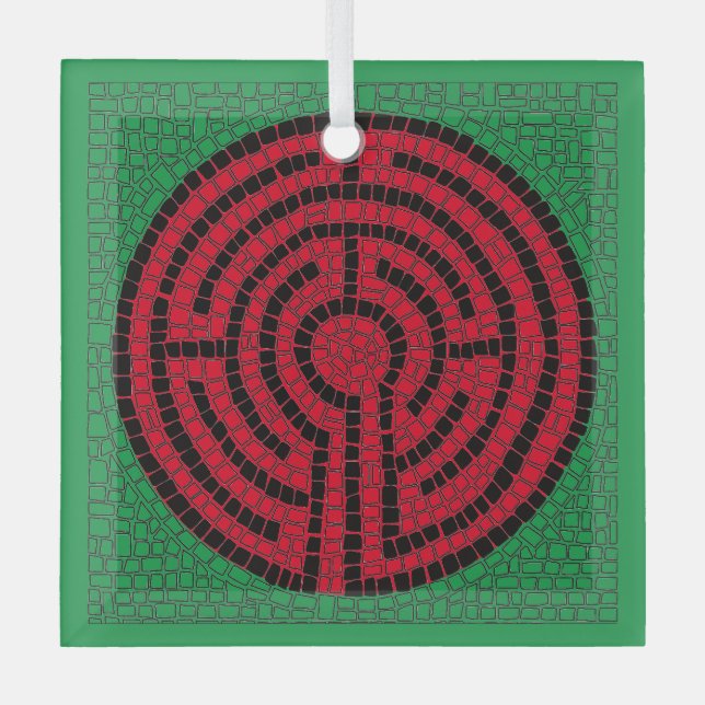 LABYRINTH IX Glas Square Ornament Ornament Aus Glas (Vorderseite)