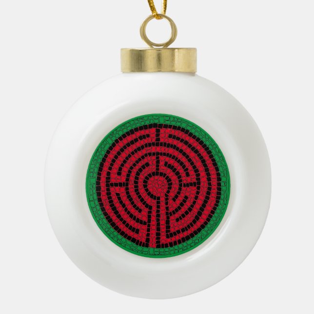 LABYRINTH IX Keramik Ball Ornament (Vorderseite)