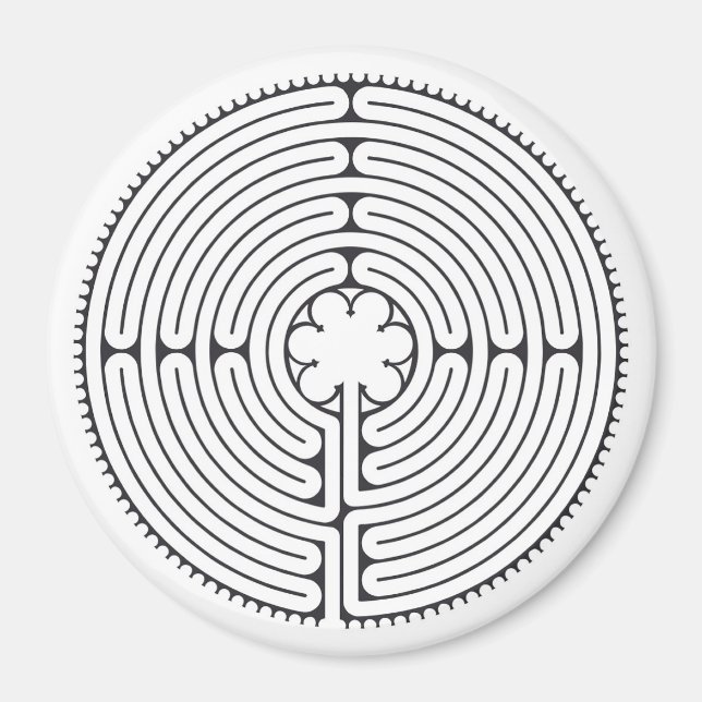 Labyrinth Kathedrale Chartres Black and White Magnet (Vorne)