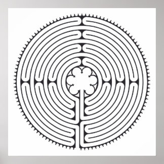 Labyrinth Kathedrale Chartres Black and White Poster