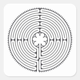 Labyrinth Kathedrale Chartres Black and White Quadratischer Aufkleber