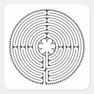 Labyrinth Kathedrale Chartres Black and White Quadratischer Aufkleber