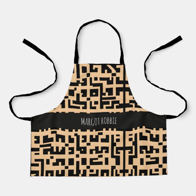 Labyrinth Logrus Monochromatisches Beige Muster Schürze (Vorderseite)