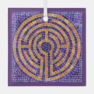LABYRINTH MOSAIC Carré en verre ornement