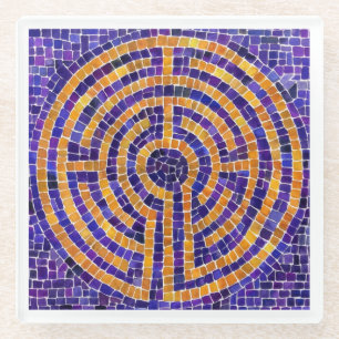 LABYRINTH MOSAIC Glass Untersetzer - Weiß