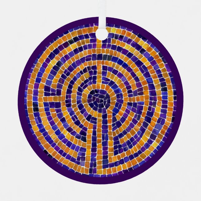 LABYRINTH MOSAIC Metal Circle Ornament (Vorderseite)