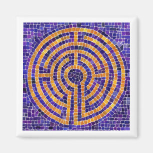 LABYRINTH MOSAIC Square Magnet - Weiß