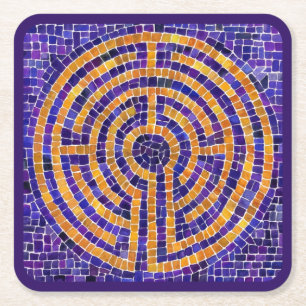 LABYRINTH MOSAIC Square Paper Untersetzer - Lila