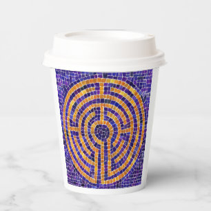 LABYRINTH-MOSAİK-PAPIERBECHER - Weiß Pappbecher