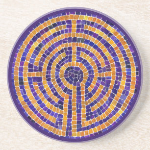 LABYRINTH-MOSAİK Sandstein-Untersetzer - Lila Getränkeuntersetzer