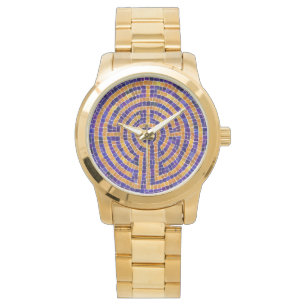 LABYRINTH-MOSAIK Überdimensionale Gold-Armbanduhr Armbanduhr