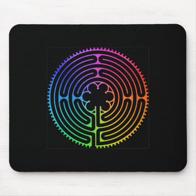 Labyrinth Regenbogen Chartres Labyrinth Irrgarten  Mousepad (Vorne)