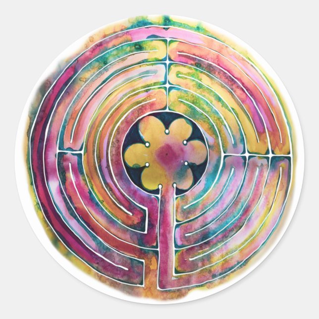Labyrinth Runder Aufkleber (Vorderseite)