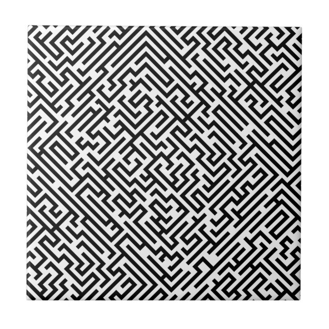 Labyrinth - Schwarzweiss-Muster Fliese (Vorderseite)