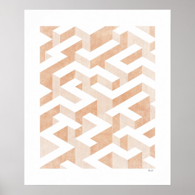 Labyrinth Terracotta Art Imprimer Poster (Devant)