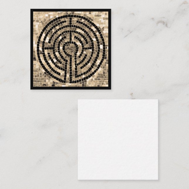 LABYRINTH V 2.5x2.5 Leere Flachkarte - Schwarz Mitteilungskarte (Vorne/Hinten)