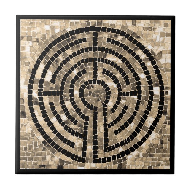 LABYRINTH V 4.25x4.25 Keramik Tile - Schwarz Fliese (Vorderseite)