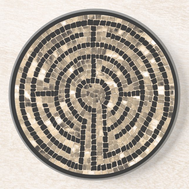 LABYRINTH V Dessous de verre en grès - Noir (Devant)
