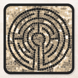 LABYRINTH V Dessous de verre papier Carré - Noir