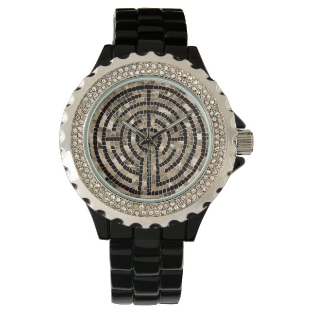 LABYRINTH V Kristall Black Enamel Watch Armbanduhr (Vorderseite)