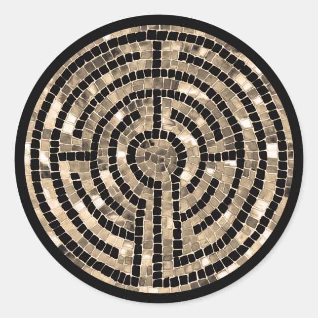 LABYRINTH V Large Round Stickers - Black (Vorderseite)