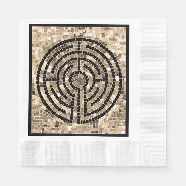 LABYRINTH V Lunch-Serviette - Schwarz Serviette (Vorderseite)