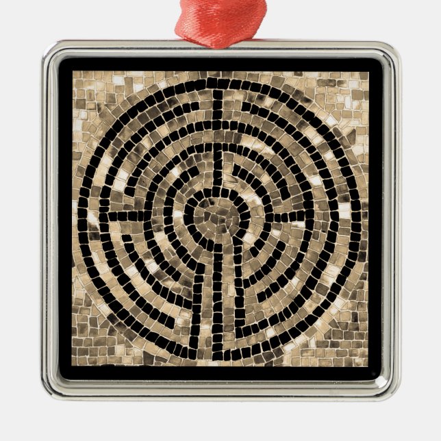 LABYRINTH V Premium Square Ornament Aus Metall (Vorne)