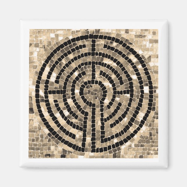 LABYRINTH V Square Magnet - Weiß (Vorne)