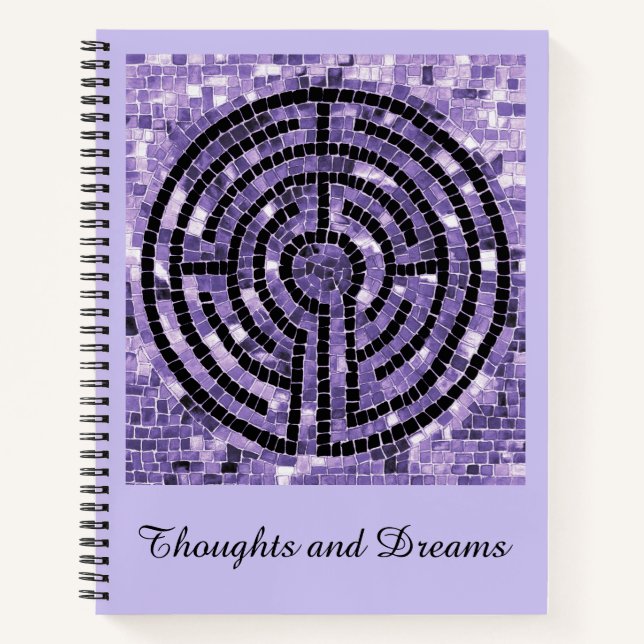 LABYRINTH VI 8.5x11 Notebook + Text-Amethyst Notizbuch (Vorderseite)