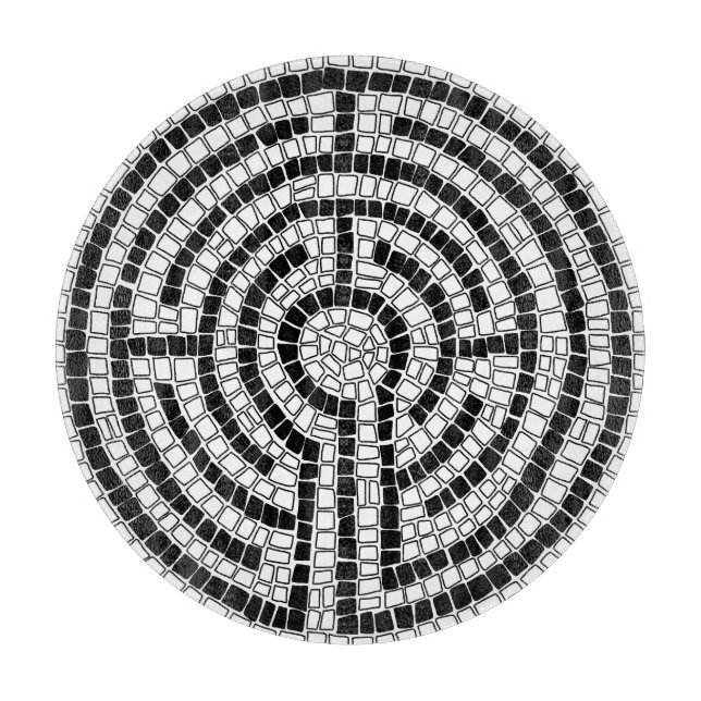 LABYRINTH VII 12" Rundglasschneidebrett Schneidebrett (Vorderseite)