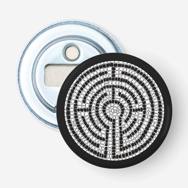 LABYRINTH VII Button Flaschenöffner - Schwarz (Vorderseite)