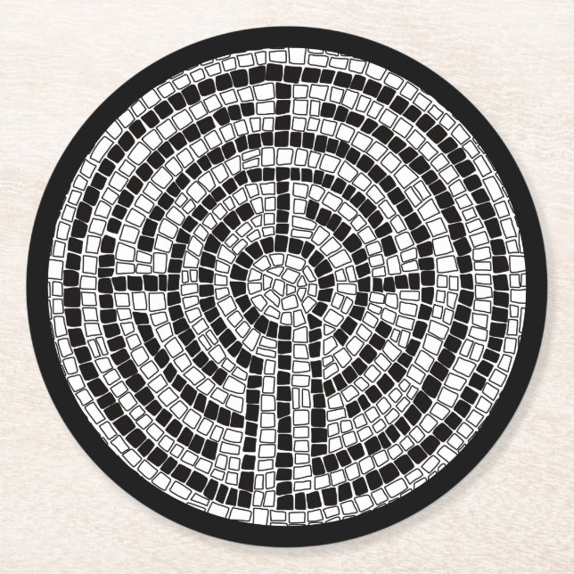 LABYRINTH VII Dessous de verre de papier rond - no (Devant)