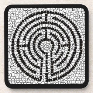 LABYRINTH VII Hartplastik-Untersetzer - Schwarz Getränkeuntersetzer