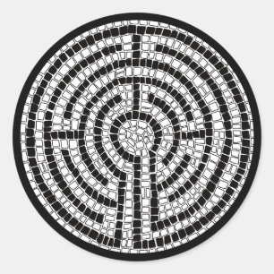 LABYRINTH VII Large Round Stickers - Black
