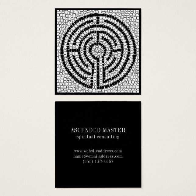 LABYRINTH VII Square Business Card - Schwarz (Vorne & Hinten)