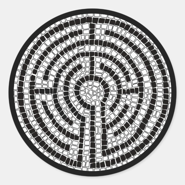 LABYRINTH VII Stickers ronds - Noir (Devant)