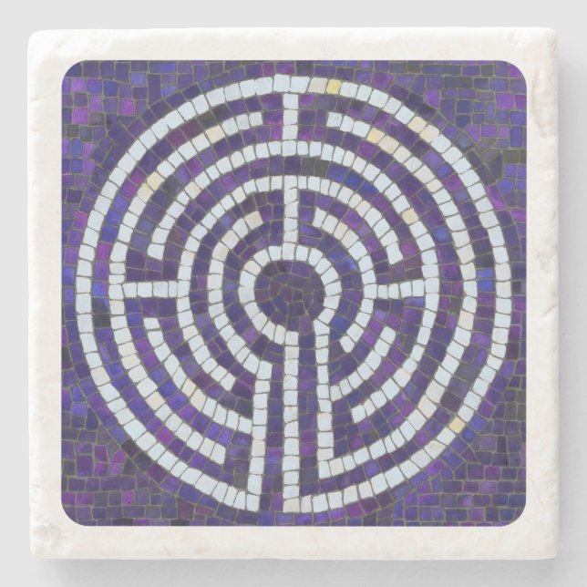 LABYRINTH VIII Marmor Untersetzer - Weiß (Vorderseite)