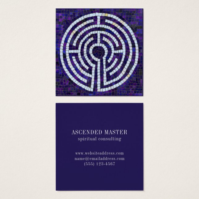 LABYRINTH VIII Square Business Card - Violet (Vorne & Hinten)