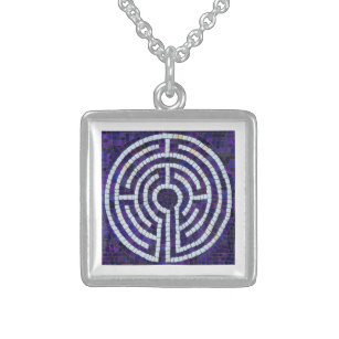 LABYRINTH VIII Sterling Silver Square Necklace Sterling Silberkette