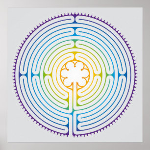 Labyrinth von Chartres Illustration - Rainbow Colo Poster