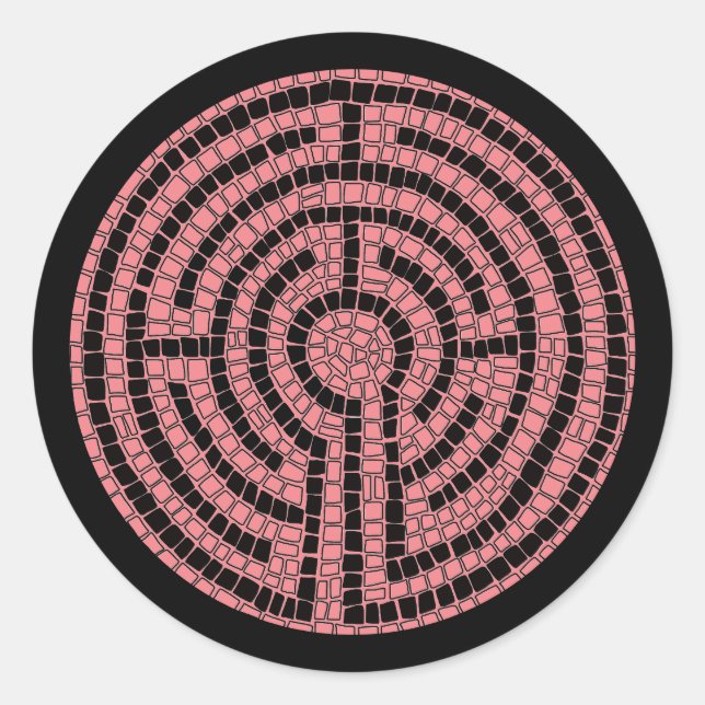 LABYRINTH XVI Kleine runde Sticker / Schwarz (Vorderseite)