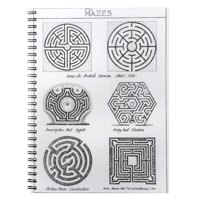 Labyrinthe, c.1900 (Stich) (b/w Foto) Notizblock (Vorderseite)