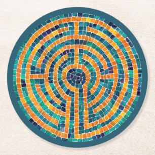 LABYRINTHE II Dessous de verre en papier rond - Ve