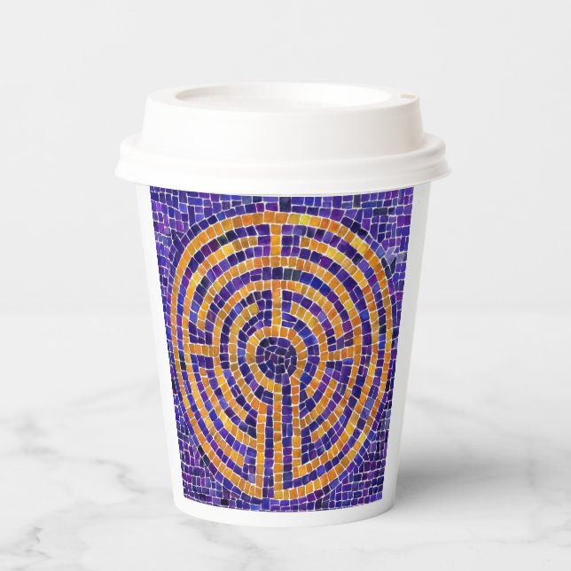 LABYRINTHE MOSAÏQUE Gobelets en papier - Blanc (Recto)