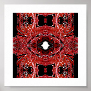 Labyrinthische Rote Abstrakte Acryl Fluid Kunst Poster