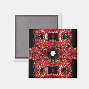 Labyrinthische rote abstrakte Acrylfliesskunst Magnet